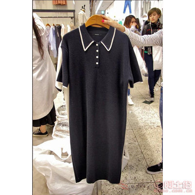 韓版時(shí)尚POLO領(lǐng)針織連衣裙 春夏寬松大碼新風(fēng)尚