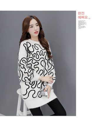 2016冬季時尚之選 圓領直袖中長款針織衫